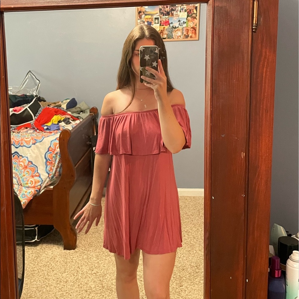 Pink off the shoulder dress